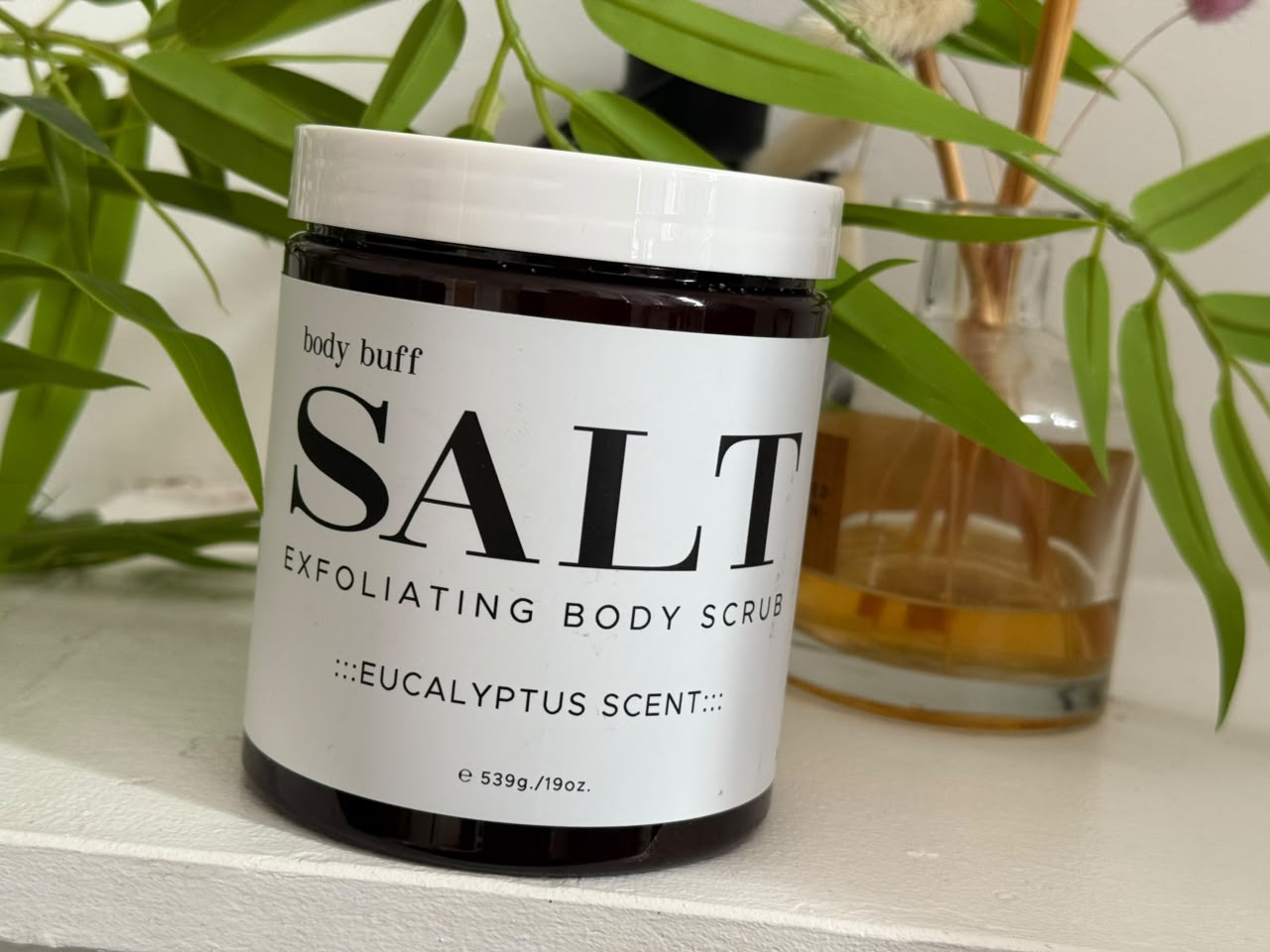 Body Buff Salt Exfoliating Body Scrub - Eucalyptus Beauty product photo at Sylvia Glow House, Spa-style salt polish, for Rough skin, gallery view 2