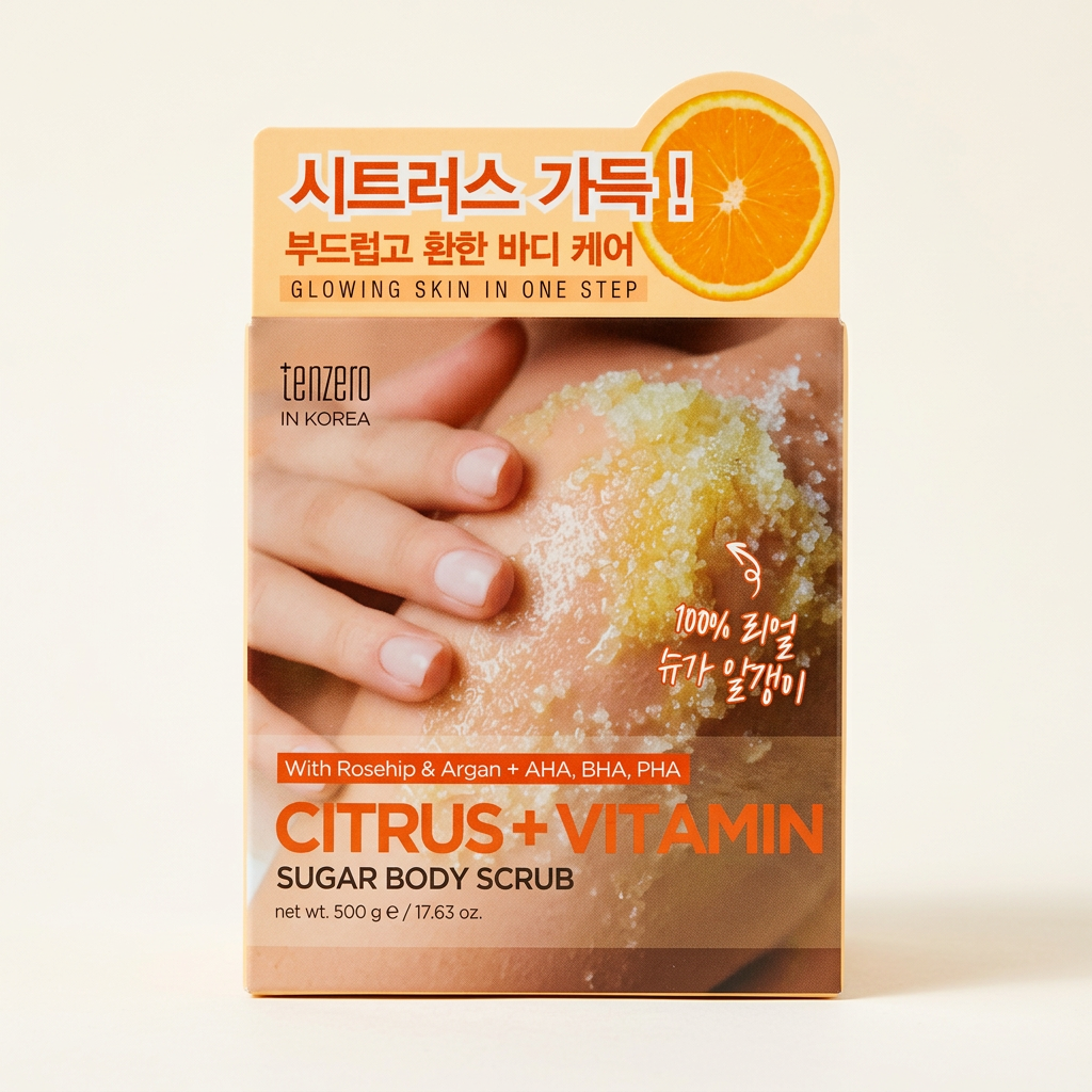 Tenzero Citrus + Vitamin Sugar Body Scrub Beauty product photo at Sylvia Glow House, Glowing skin in one step, for Rough skin