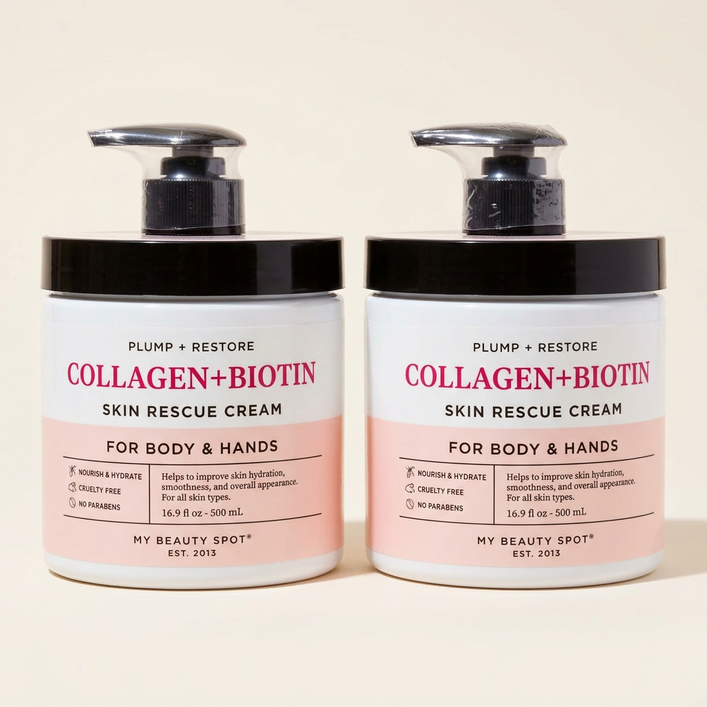 My Beauty Spot Collagen + Biotin Skin Rescue Cream Beauty product photo at Sylvia Glow House, Plump + restore for body and hands, for Dryness