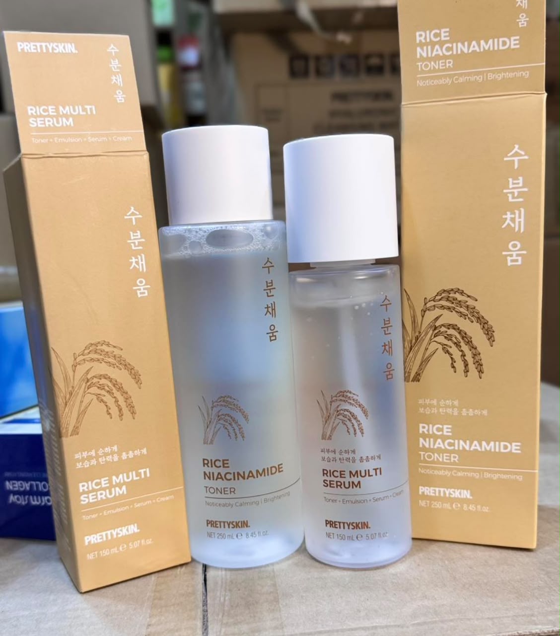 Prettyskin Rice Serum & Toner Duo Skincare product photo at Sylvia Glow House, A rice-powered brightening pair., for Brightening & tone, Toner & serum texture, gallery view 2